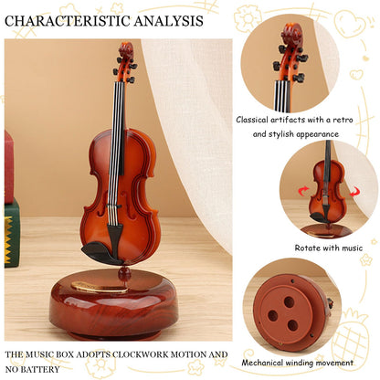 Violin Music Box - Classical Music Box Mini Replica Instrument Crafts Decoration Gift Craft Home Office Ornament