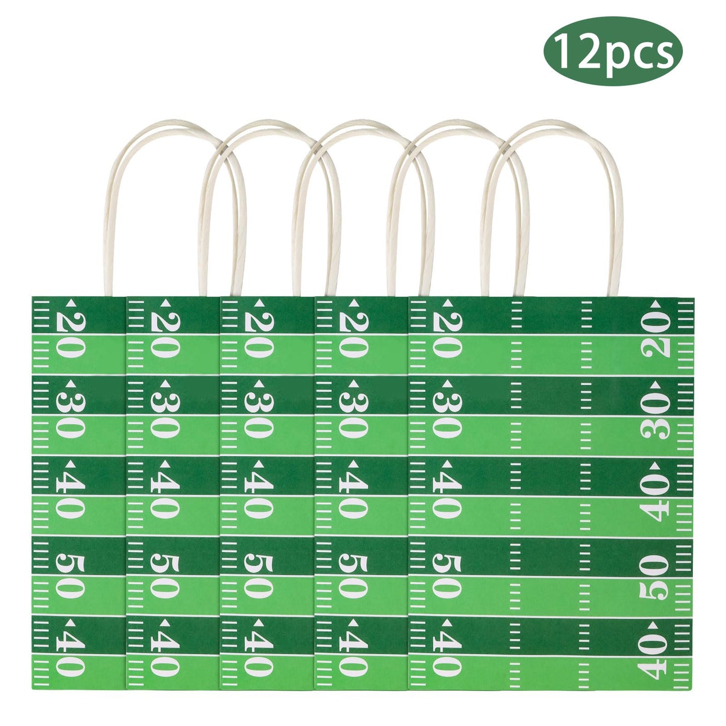Hxezoc 12 Pieces Football Gift Bags with Handle, Football Field Paper Treat Candy Bag Sport Favor Bags for Football Theme Birthday Party Decoration Supplies