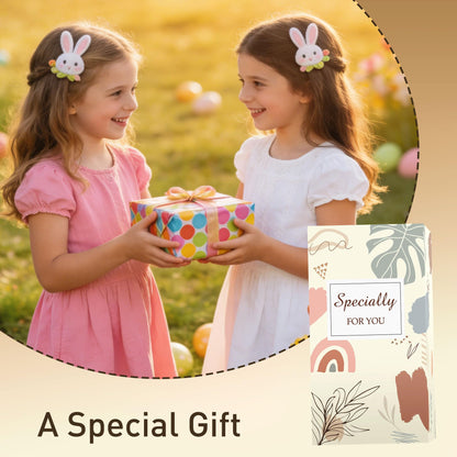 Easter Gifts for Teen Girls & Women, 5 Pcs Easter Basket Stuffers, Bunny Gift Set with 16oz Rabbit Glass Tumbler, Cute Greeting Card, Bracelet, Hair Scrunchie, Socks
