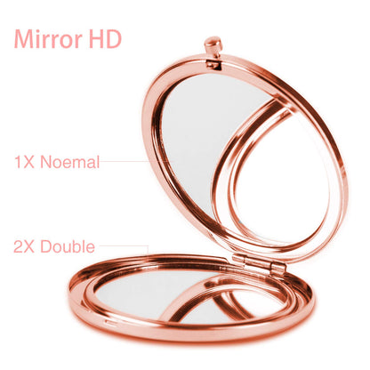 Compact Mirror Rose Gold Makeup Mirror Folding Mini Pocket Mirror Portable Hand Mirror Double-Sided 2 x 1x Magnification for Woman Girls (A-Eiffel Tower)
