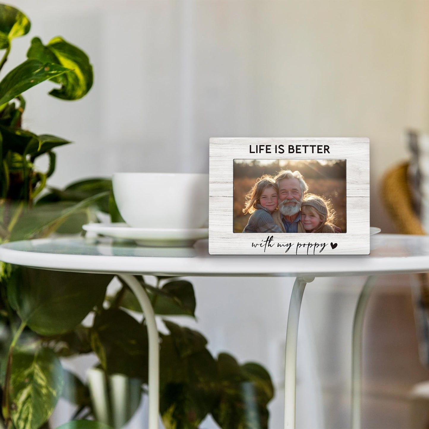 Poppy 4x6 Picture Frame, Grandkids Photo Frame, PoppyGifts for Grandpa, Gifts for Poppys Fathers Day from Grandchildren, Life Is Better with My Poppy Picture Photo Frames for Desk Decor