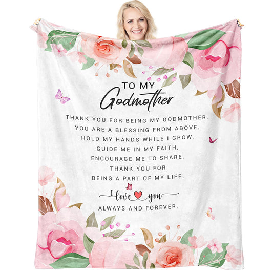 Godmother Gift Blanket 60"x 50" - Mothers Day Godmother Gifts - God Mother Gifts for Women - God Mom Gifts from Godson/Goddaughter - Best Godmom Gifts