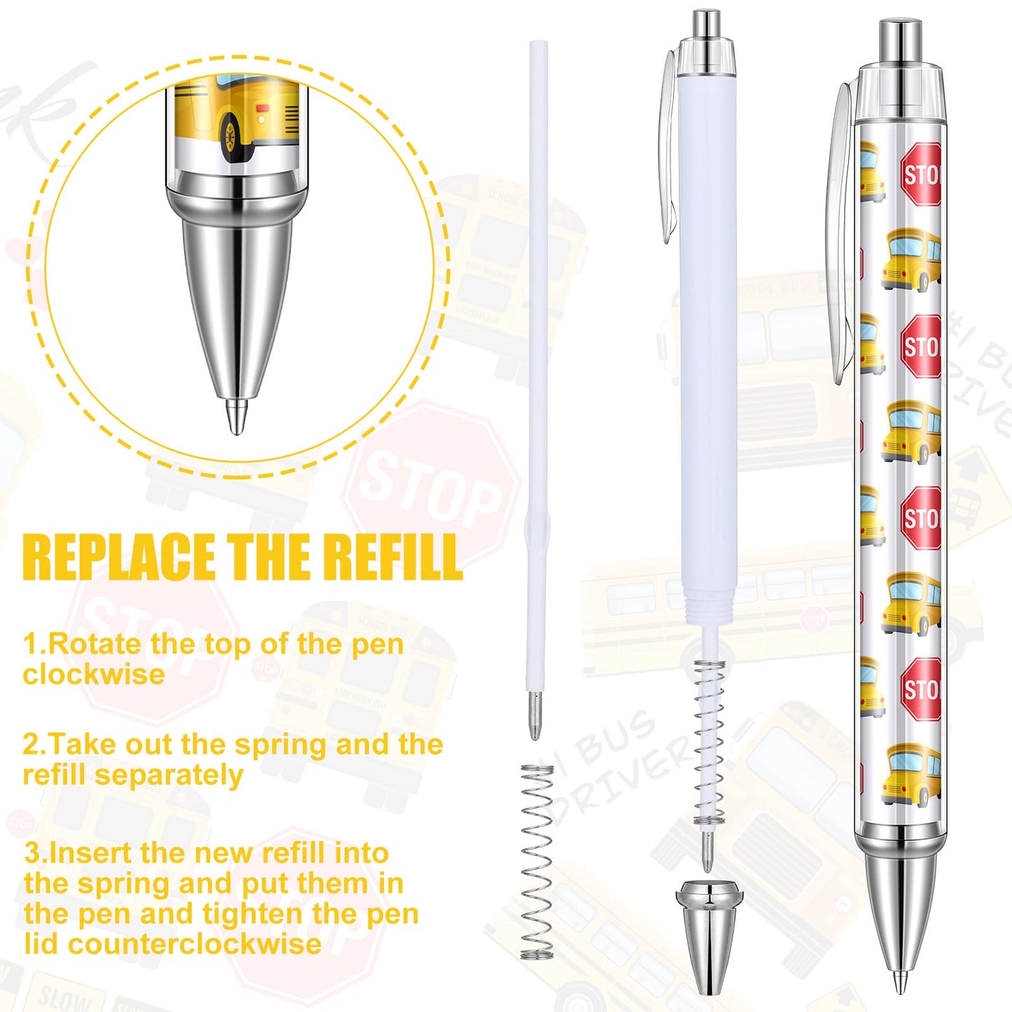 24 Pcs End of Year School Bus Driver Appreciation Gifts Pens Bulk Bus Driver Essentials Thank You Party Favors Ballpoint Pens Gift for Men Adults Birthday Retirement Accessories Party Supplies