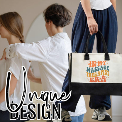 InnoBeta Massage Therapist Gifts for Women, Canvas Tote Bag with Top Zipper Closure and Shoulder Strap, Thank You Gifts for Massage Therapist