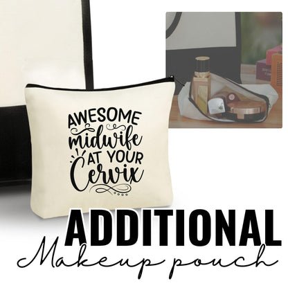 InnoBeta Funny Midwife Canvas Tote Bag for Midwife, OB Nurse, Women, Coworker, Awesome Midwife at Your Cervix