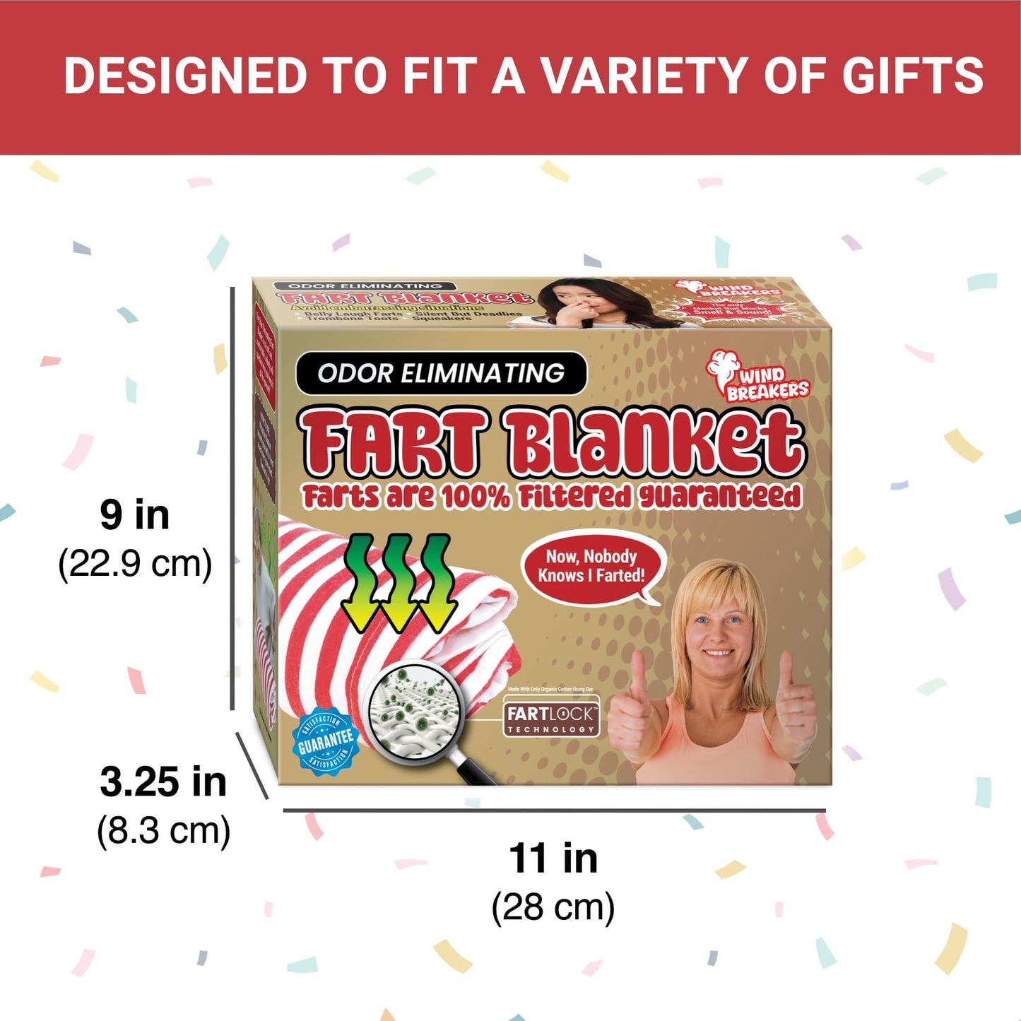 Fart Blanket – Wrap Your Real Present Inside a Funny Gag Gift Box – Perfect for White Elephant, Secret Santa, Holiday, Birthday, Bachelor Parties - Play a Joke on Your Friends