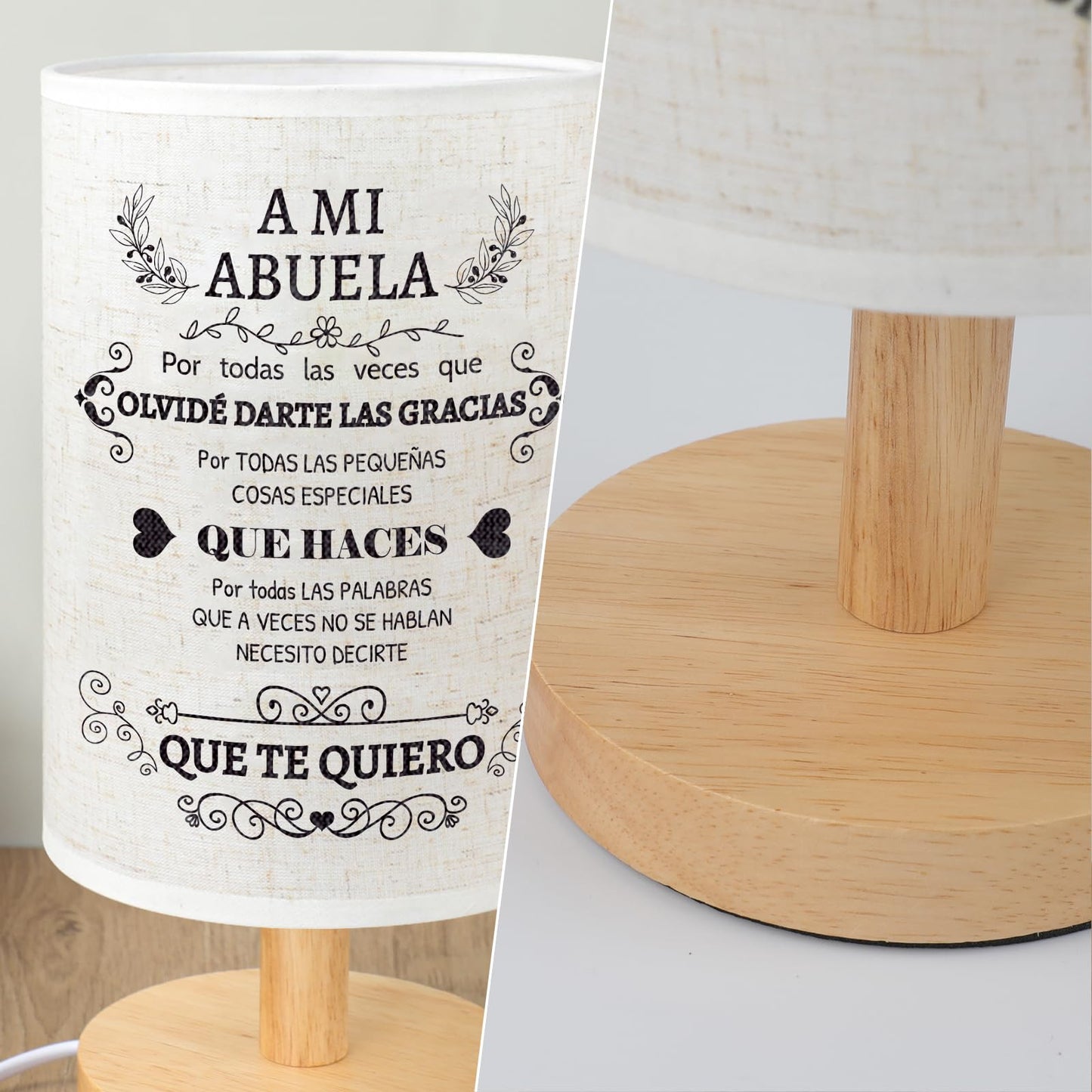 SOUHONEY Abuela Gifts Grandma Birthday in Spanish, Birthday Christmas Grandmother Gifts in Spanish for Grandma Lamp Mothers Day Fabric Desk Lamp Home Decor