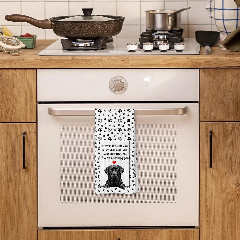 Funny Black Labrador Retriever Kitchen Towels, Black Lab Gifts, Gifts for Labrador Dog Lovers Dish Tea Towels for Kitchen Decor, Every Meal You Make Towel, 16x24 Inches