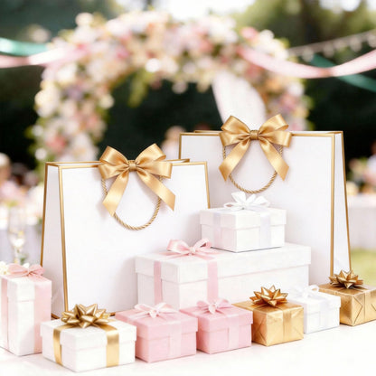 JOYIT 6 Pack Extra Large White Gift Bags - 17x5.5x12.6 Inch Gift Bags with Handles and Ribbon, XL Gifts Wrap Bags for Presents, Wedding, Birthday, Bridal Shower, Valentines Day, Baby Shower, Party