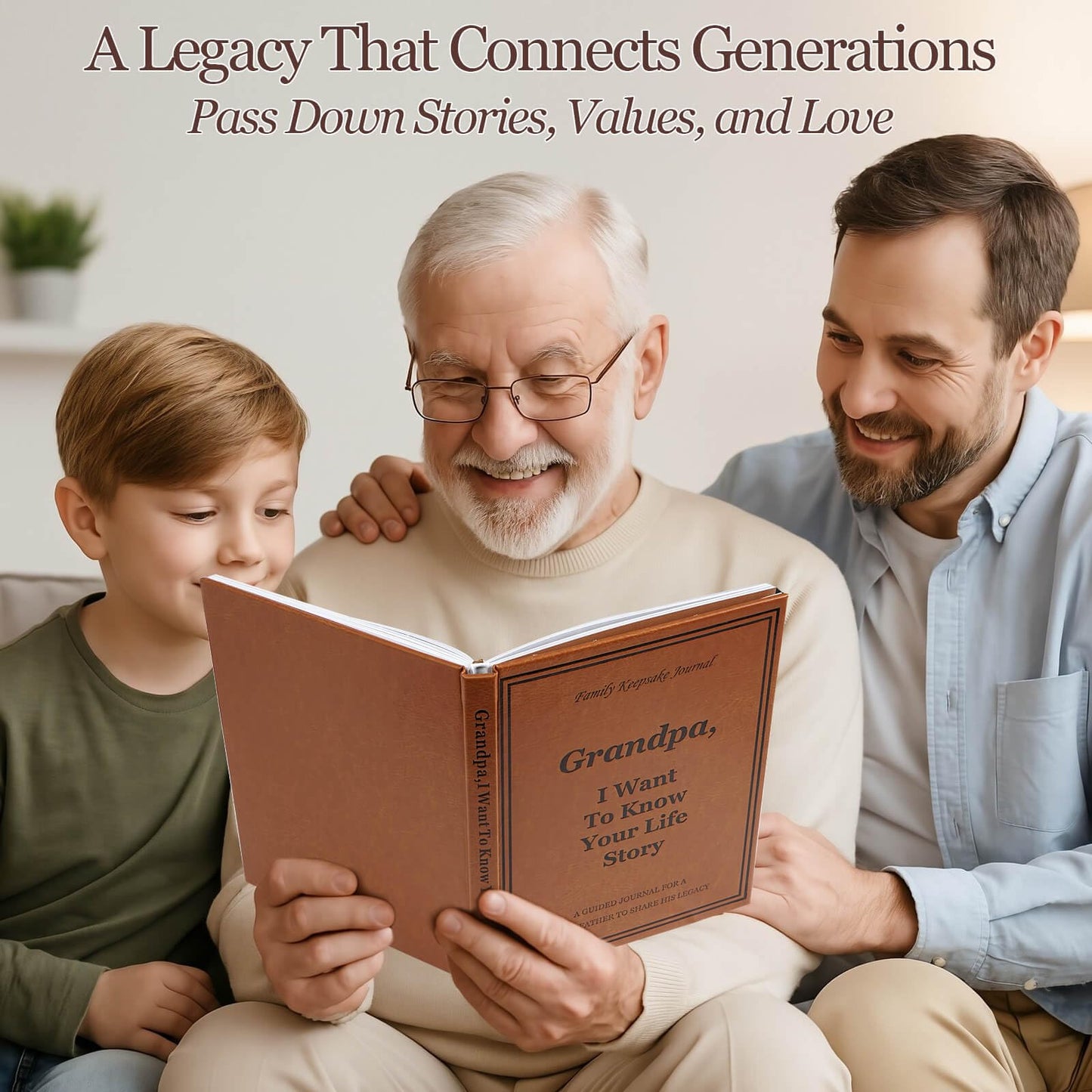 Grandpa I Want to Hear Your Life Story Journal, Leather Hardcover Book with 250+ Prompt Questions for Grandfather to Share His Love and Memories, Gifts for Grandpa Birthday Father's Day Christmas