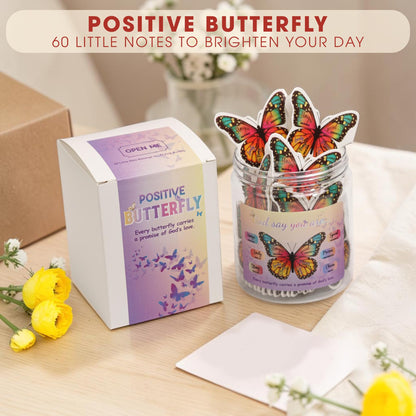 Positive Butterfly Jar - Christian Graduation Gifts for Hers, Butterfly Gifts For Women, Daily Affirmations Card, Birthday Gift for Women