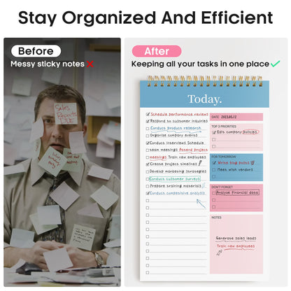 Taja To Do List Notepad - To Do List Notebook for Work with 52 Sheets, 9.8" x 6.5", Undated Daily Planner Perfect for Daily Tasks and Goal Setting, Notepad Suitable for Office, Home & School - Early Dawn
