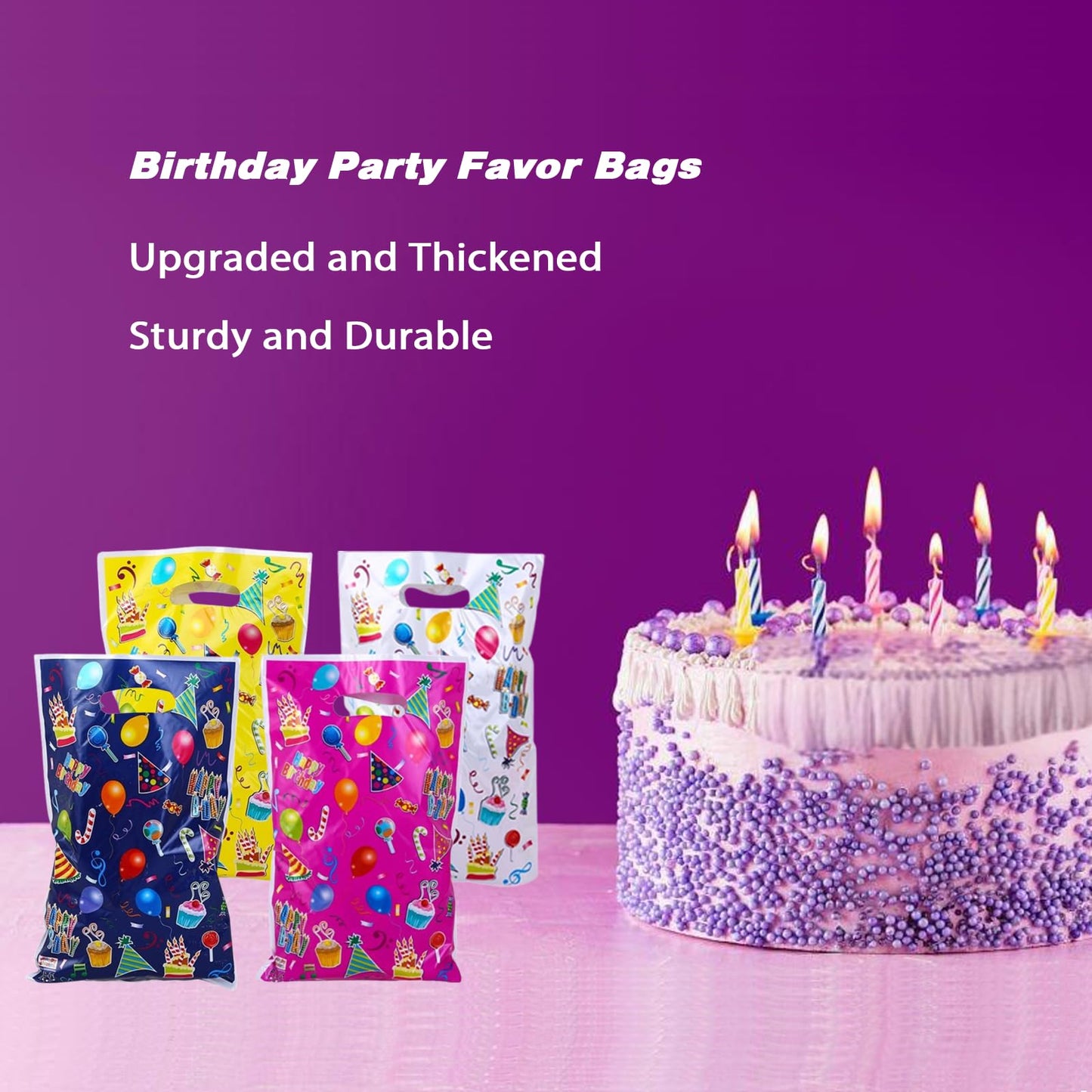 PACKSISTER Durable Plastic Goodie Party Favor Bags with Handles for Birthday, Loot Treat for Return Gifts(20Pcs)