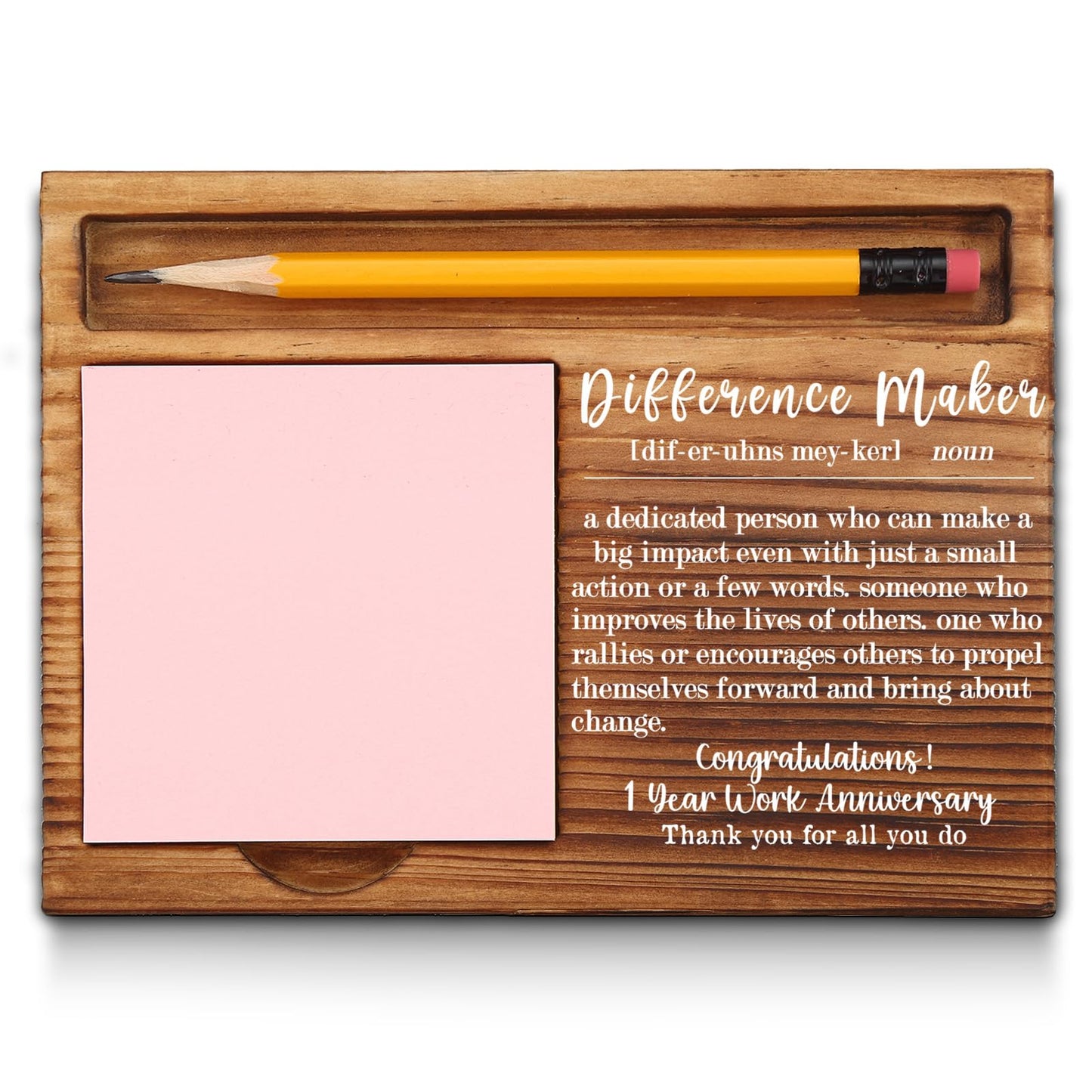1st Work Anniversary Sticky Note Holder, Thank You Appreciation 1 Year Work Anniversary Decor Gifts for Coworker, Employee, Him, Her, Happy 1st Work Anniversary Self-Stick Note Pad Holders GAA48