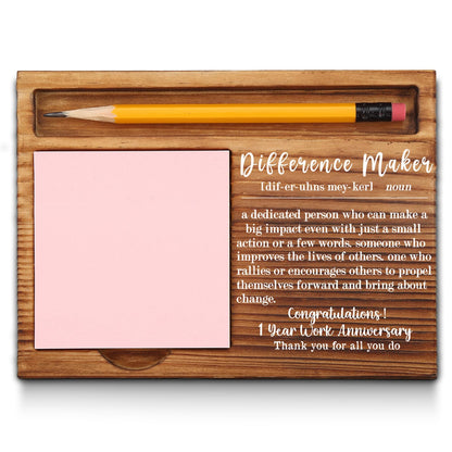1st Work Anniversary Sticky Note Holder, Thank You Appreciation 1 Year Work Anniversary Decor Gifts for Coworker, Employee, Him, Her, Happy 1st Work Anniversary Self-Stick Note Pad Holders GAA48