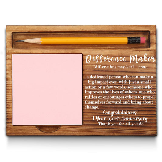 1st Work Anniversary Sticky Note Holder, Thank You Appreciation 1 Year Work Anniversary Decor Gifts for Coworker, Employee, Him, Her, Happy 1st Work Anniversary Self-Stick Note Pad Holders GAA48