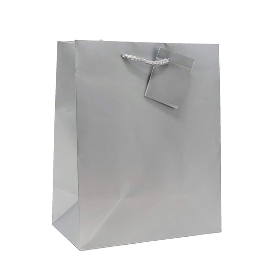 allgala Gift Bags, 12 Pack Durable 9x7x4 Inch Medium Size Silver Gift Bags with Handles for Birthday, Wedding, Party Supplies, Baby Shower, Holidays, Chirstmas