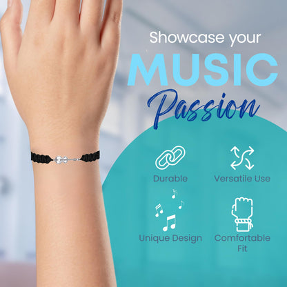 Infinity Collection - Violin Charm Bracelet (Black) Music Jewelry - Adjustable Friendship Bracelet, Braided String Stirrup Bracelet for Women, Teens and Girls. Gift for Musicians Violinist.