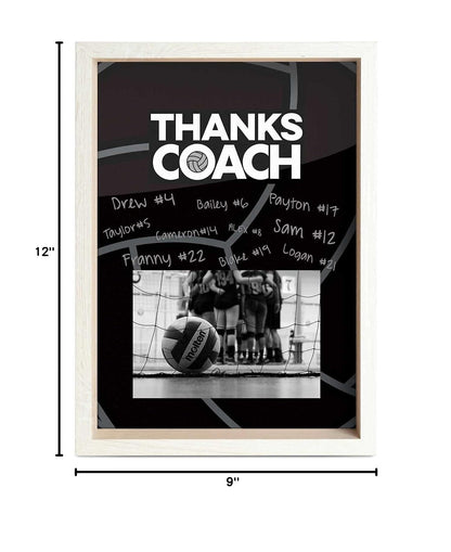 ChalkTalkSPORTS Volleyball Coach Gift Frame - Autograph Ready Volleyball Picture Frame - Holds 4x6 Photo - Desk or Wall Display - Thanks Coach