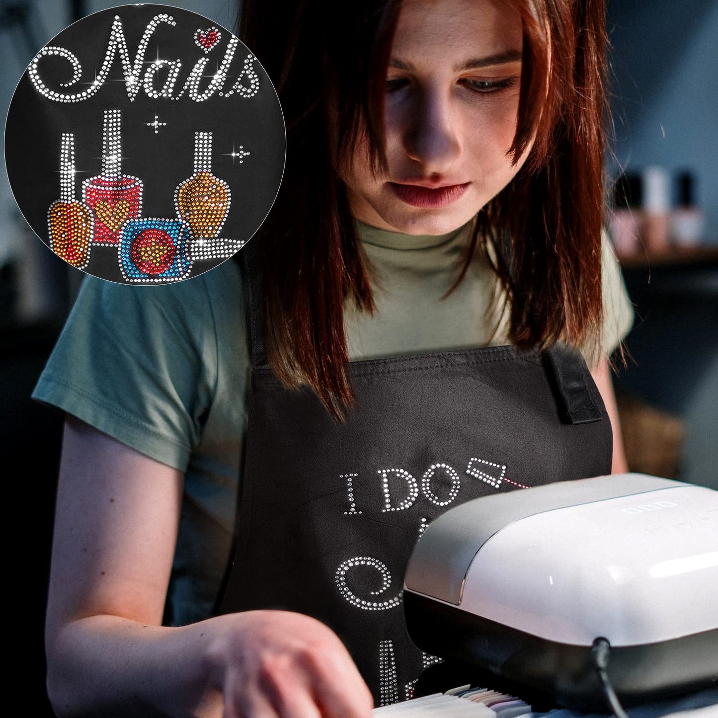 SATINIOR 2 Pcs Nail Salon Gift Nail Tech Apron with Pocket Cosmetology Bib for Manicurist Technician Artist Cafes Kitchen
