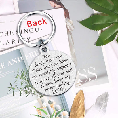 Bonus Daughter Gifts, Mothers Day Stepdaughter Keychain for Graduation Christmas Birthday, Metal Engraved
