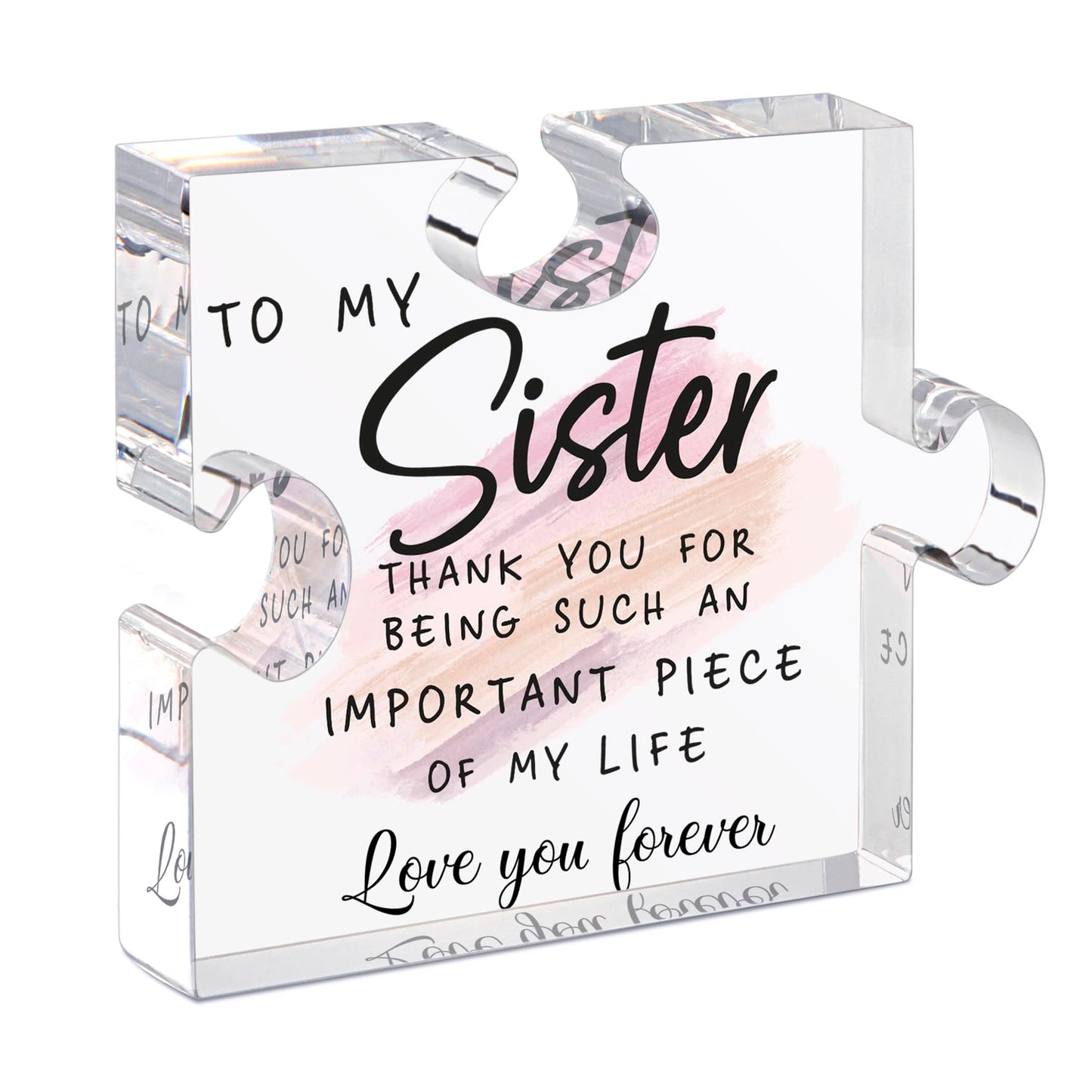 LukieJac Sister Gifts from Sister - Unique Sister Birthday Acrylic Puzzle-Shaped Plaque Desk Decorations Present for Big Sister Mothers Day Christmas Wedding from Sister Brother