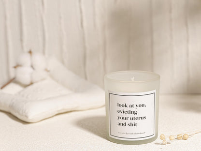 Get Well Soon Gifts for Women,mom,Grandma,Daughter,Sister,Friends,Coworkers.Look at You evicting Your Uterus Soy Candle,Hysterectomy Gift,Surgery Recovery Gifts for Friends