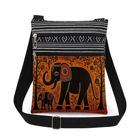 Elephant Print Women Crossbody Bag Wildlife with Plant Adjustable Shoulder Strap Messenger Bag Men Travel Crossbody Purse Unique Birthday Present Elephant Gift for Adult