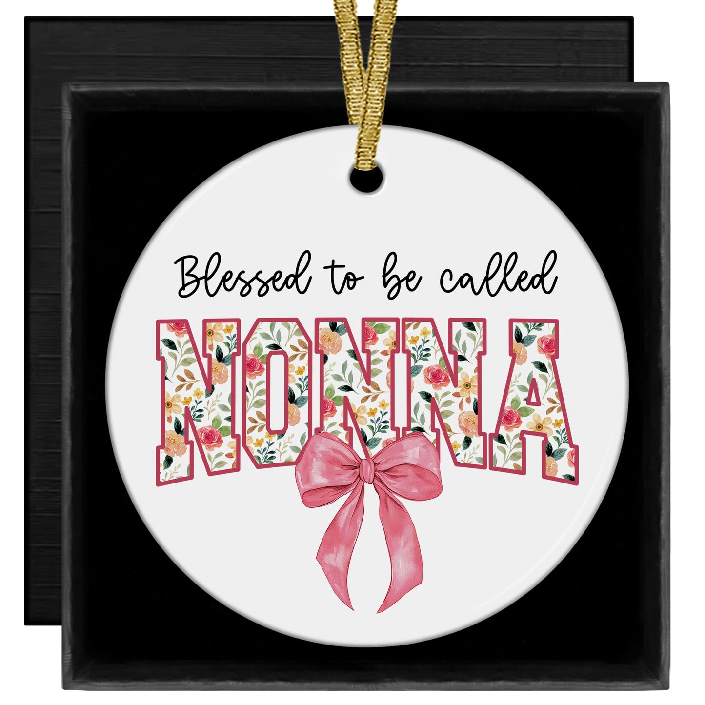 Blessed to Be Called Nonna Mothers Day Birthday Christmas Tree Ceramic Ornaments Gifts for Grandma from Grandkids, Grandma Ornaments for Christmas Tree Decorations Gifts for Nonna, 3x3Inch