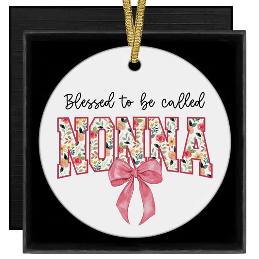 Blessed to Be Called Nonna Mothers Day Birthday Christmas Tree Ceramic Ornaments Gifts for Grandma from Grandkids, Grandma Ornaments for Christmas Tree Decorations Gifts for Nonna, 3x3Inch