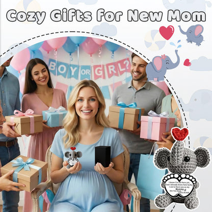 New Mom Gifts First Time Mom to Be Pregnant Expecting Mommy Birthday Gifts for Handmade Cozy Crochet Elephant Best Cute Present Boy Girl Moms Mama from Husband Baby Shower Essentials