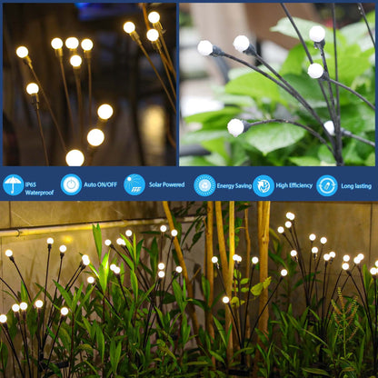 TONULAX Solar Garden Lights - Upgraded Solar Swaying Light, Sway by Wind, Outdoor Lights, Yard Patio Pathway Decoration, High Flexibility Iron Wire & Heavy Bulb Base, Warm White(2 Pack)