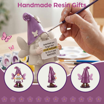 Lavezee Inspirational Gnomes Gifts, Purple Spring Gnome Gift with Sometimes You Forget Your Awesome, Encouragement Gifts for Women, Mom, Sister,Wife, Girlfriend