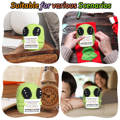 AICase Mini Funny Alien Crochet Gifts,Birthday Gifts for Women Men Presents,Inspirational Small Animals Cute Stuff Things, Handmade Little Reminders Emotional Positive Crochet Nuggets Alien Decor