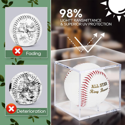 WANGDEFA Ring Bearer Baseball with Display Case - All Star Wedding Gift - Will You Be My Ring Bearer?