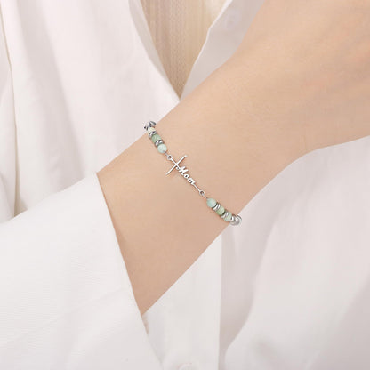 JoycuFF 𝗚𝗶𝗳𝘁𝘀 𝗳𝗼𝗿 𝗪𝗼𝗺𝗲𝗻 𝗙𝗮𝗶𝘁𝗵 𝗖𝗿𝗼𝘀𝘀 𝗕𝗿𝗮𝗰𝗲𝗹𝗲𝘁 Graduation Christmas Valentines Mothers Day Birthday Gifts for Women Her, Meaningful Amazonite Cross Bracelets for Women