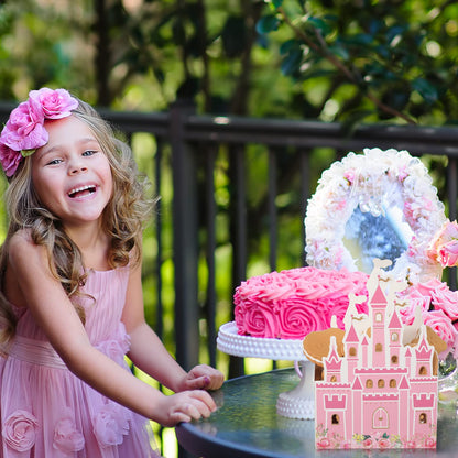 Outus 24 Pieces Princess Castle Party Favor Candy Boxes Pink Princess Goodie Bags Castle Favor Gift Bags for Wedding Kids Birthday Party Supplies Baby Shower Decorations 6.4 x 2.4 x 4.1 Inches