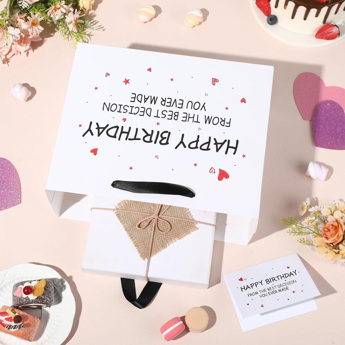 Funny Birthday Gift Bag with Tissue Paper Card From the Best Decision Gift Bags Black and White Happy Birthday Wrapping Bag for Boyfriend Girlfriend Husband Wife Couples Friends Bday Party Decorations