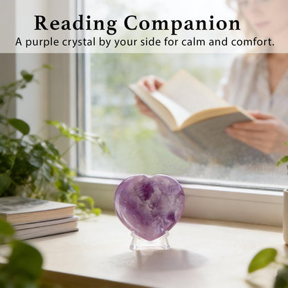 Anxiety Support Gift for Women - Amethyst Crystal Worry Stone, Stress Relief Thumb Stone, Thinking of You Comfort Gift, Inspirational Keepsake for Friends Family & Loved Ones (Amethyst)