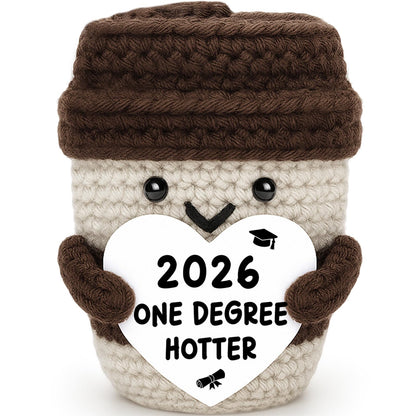 2026 Graduation Gifts for Her Him Funny Graduation Party Decorations Home Desk Decor Handmade Positive Crochet Coffee Mug - One Degree Hotter College High School University Grad Academy Masters Gifts