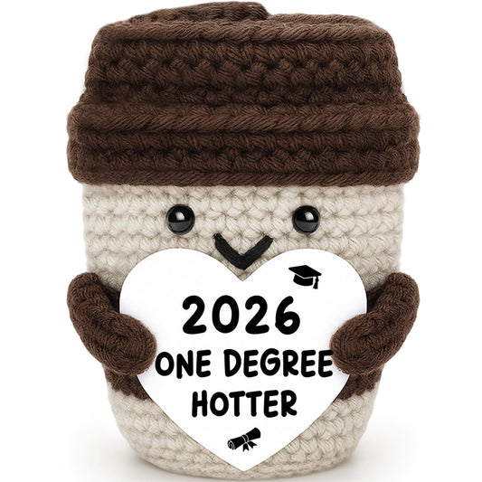 2026 Graduation Gifts for Her Him Funny Graduation Party Decorations Home Desk Decor Handmade Positive Crochet Coffee Mug - One Degree Hotter College High School University Grad Academy Masters Gifts