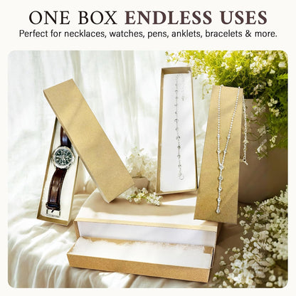 RJ Displays 6 Pack Cotton Brown Kraft Color paper Cardboard Jewelry Boxes for Bracelets, Necklace boxes, Watch & Small Gifts box, Jewelry Gift Boxes Size 8" x 2" x 1" Inch -(Brown Kraft)