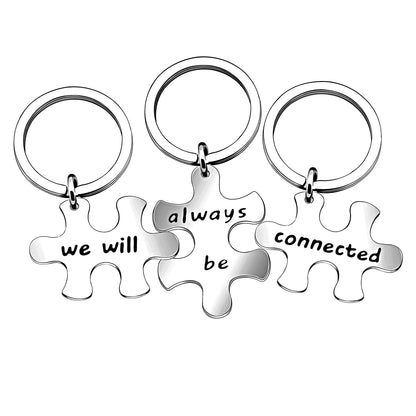 3pcs Best Friends Brothers Sisters Gifts Key Chain Set Friendship Long Distance Gifts - We will always be connected Keychain