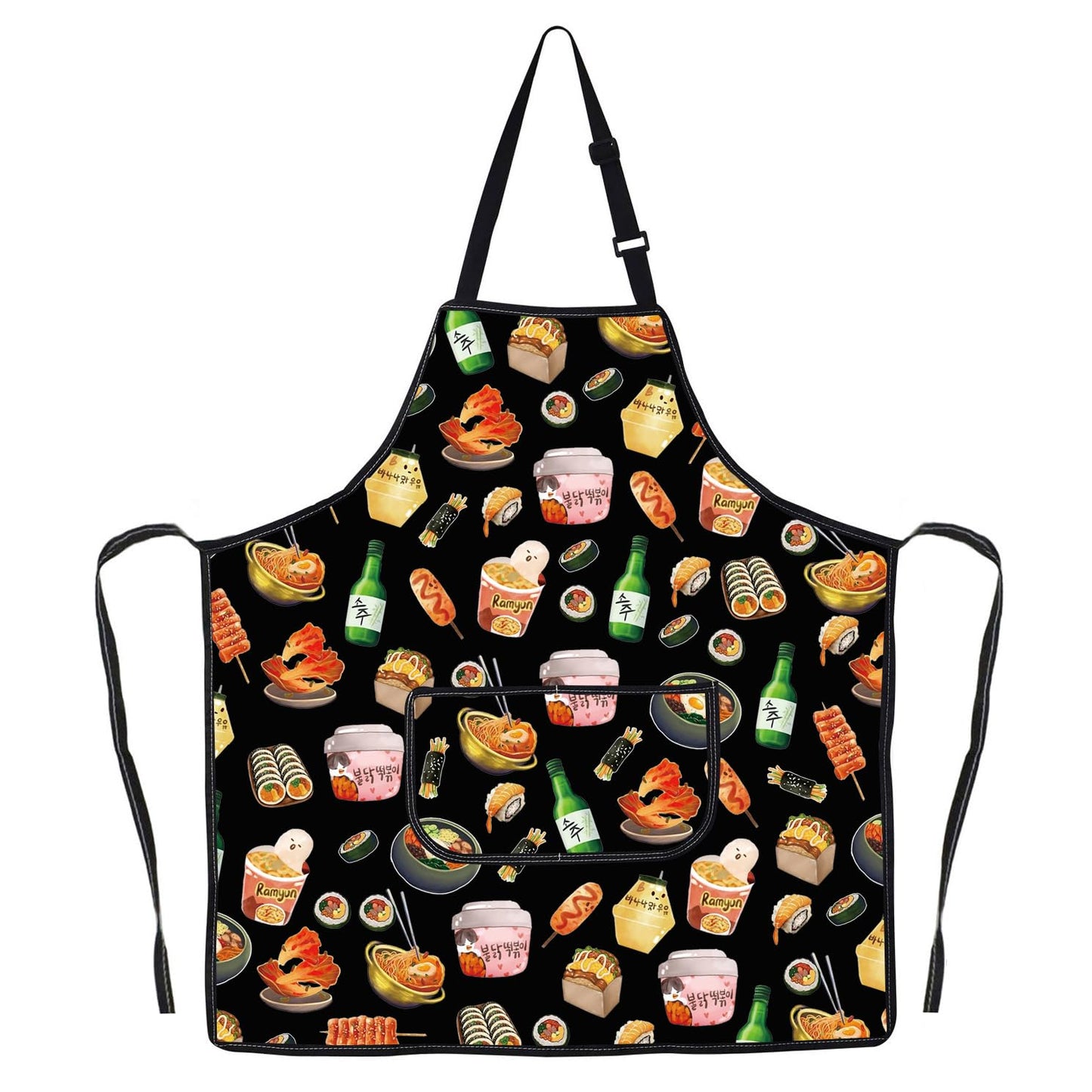 G2TUP Korean Kitchen Apron Korean Food Gifts Korean Ramen Apron Kimchi Lover Gifts Korea Seoul Apron