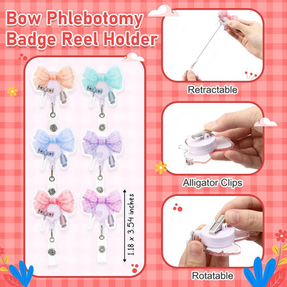Marspark 6 Sets Phlebotomy Badge Reel with Order of Blood Draw Reference Cards 2026 Graduation Gifts Phlebotomist Appreciation Gifts for New Phlebotomists Coworkers Nursing Office Supplies