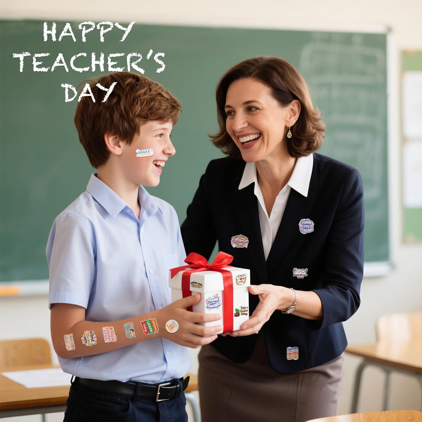 Teacher Appreciation Gifts – 100 PCS Funny Teacher Stickers | Teacher Appreciation Decorations - Teacher Must Haves Supplies Stuff Essentials Games Toys Gifts for School Classroom Students