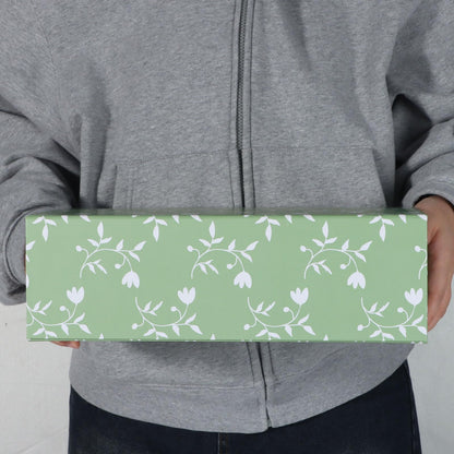 LFBOX Green Leaves Gift Box with Magnetic Lids 13.8x8.3x4.4 in, Large Bridesmaid Proposal Boxes, Rectangle Wedding Decorative Storage Box 1 Pack