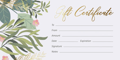 Sweetzer & Orange Blank Gift Certificates for Business with Gold Foil- 25 Gift Certificate Cards with Envelopes for Spa, Salon, Restaurants, Custom Client Vouchers for Birthday, Work Card – 3.75x7.5”