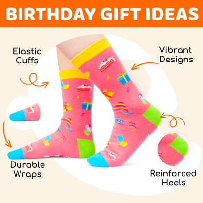 Zmart Birthday Gifts for Teen Girls - Pink Birthday Socks for 13-19 Year Old Girls