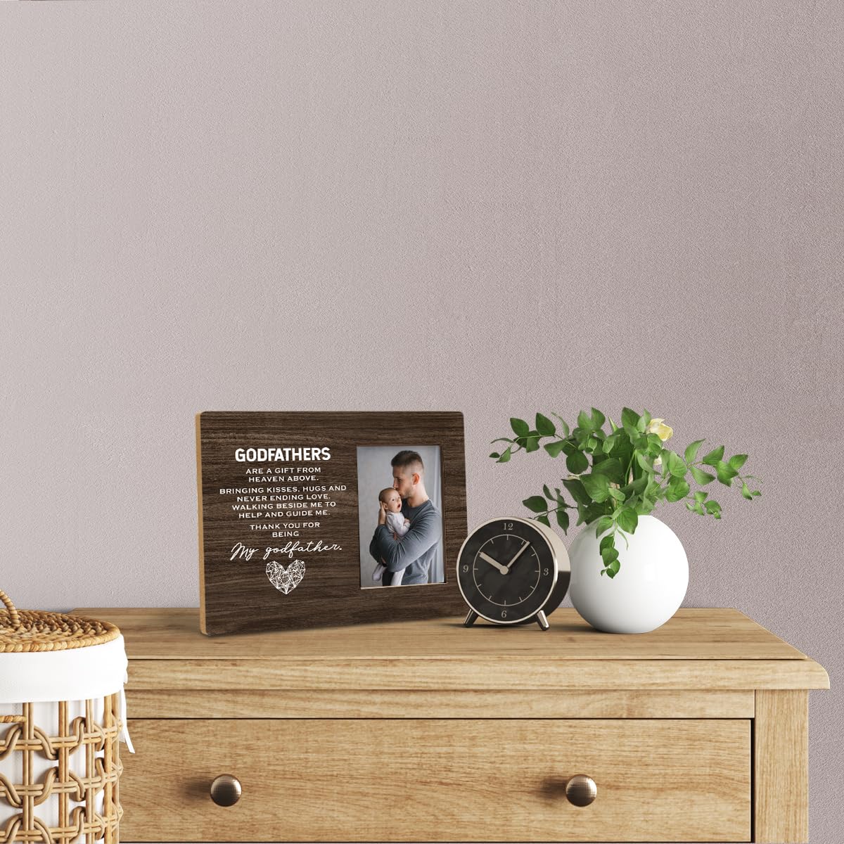 Godfathers Photo Frame Gift, Thank You Gift for Godfather from Goddaughter & Godson, Godfather Birthday Gift, 8x10 Inch Picture Frame, Display Pictures 4x6 Inch, Photo Gifts Wooden Picture Frame